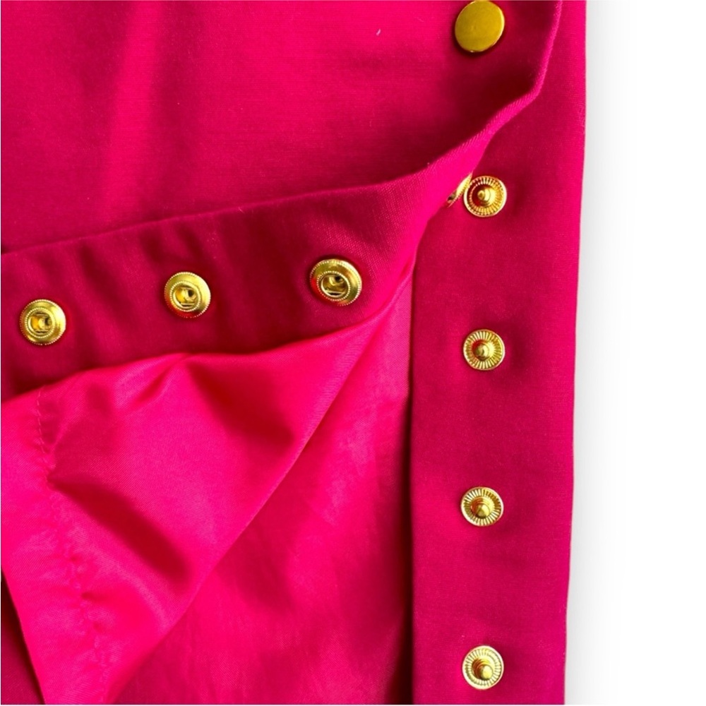 Worthington Pink Skirt Gold Snap Button Slit 10P Magenta Petite - Picture 5 of 11